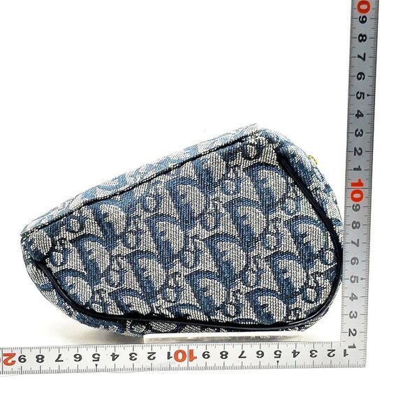 Christian Dior Cosmetic Pouch Navy Blue Canvas 450-061225 - Picture 2 of 14